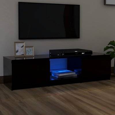 vidaXL Meuble TV avec lumières LED noir 140x40x35,5 cm - 804293 - 8720286217030