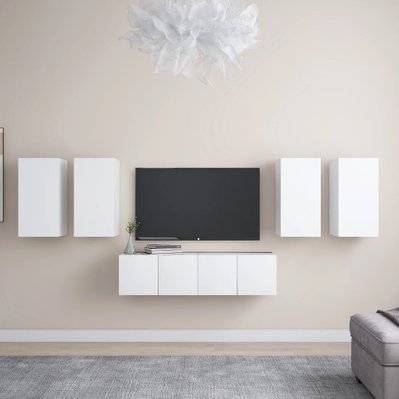 vidaXL Ensemble de meuble TV 6 pcs Blanc Aggloméré - 3078679 - 8720286569726