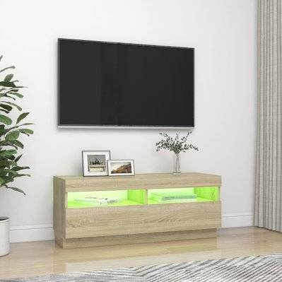 vidaXL Meuble TV avec lumières LED chêne sonoma 100x35x40 cm - 804457 - 8720286218679