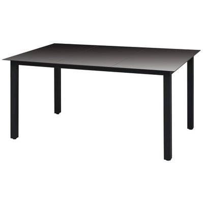 vidaXL Table de jardin Noir 150 x 90 x 74 cm Aluminium et verre - 42788 - 8718475503934