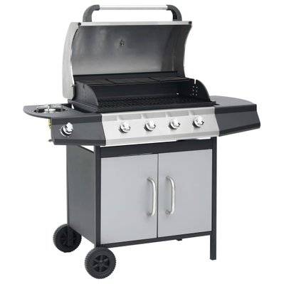 vidaXL Barbecue à gaz 4+1 zones cuisson Noir et argenté Acier et inox - 310107 - 8720286055281