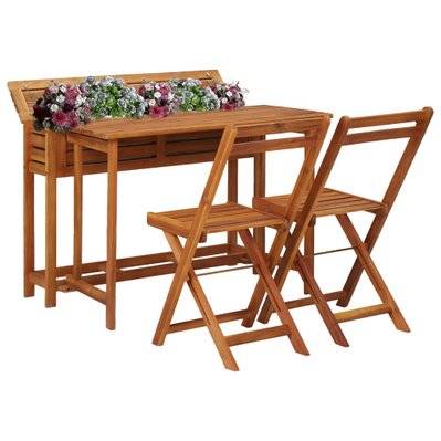 vidaXL Table à jardinière et 2 chaises de bistro bois d'acacia massif Jardin - 45910 - 8719883718897