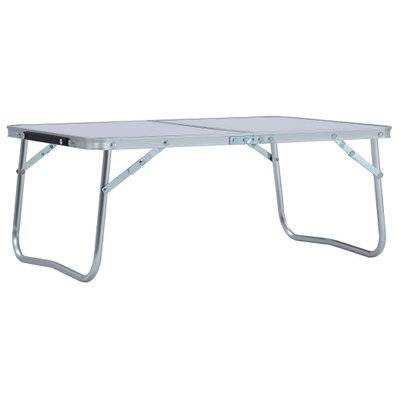 vidaXL Table pliable de camping Blanc Aluminium 60x40 cm - 48185 - 8719883768090