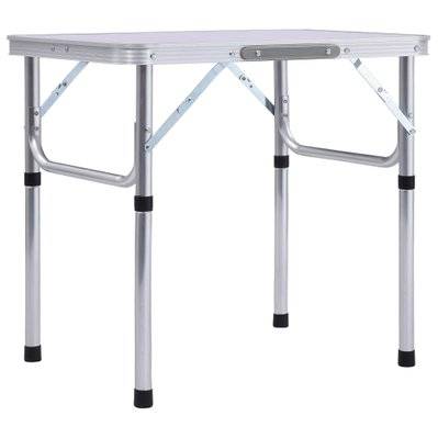 vidaXL Table pliable de camping Blanc Aluminium 60x45 cm - 48178 - 8719883768021