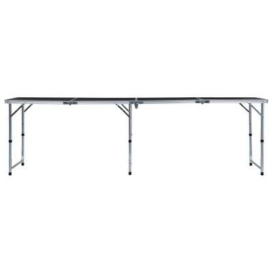 vidaXL Table pliable de camping Gris Aluminium 240x60 cm - 48177 - 8719883768014