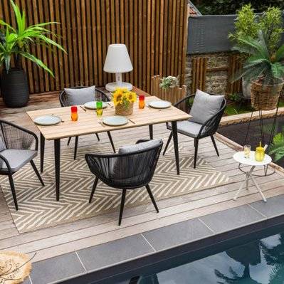 Table de jardin rectangulaire en bois teck Comores - 4 places - Jardiline - 33007 - 3110069710356