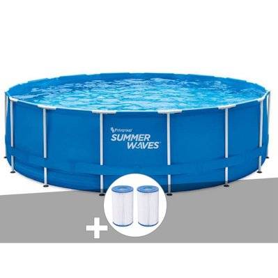 Kit piscine tubulaire Summer Waves Active Frame Pool ronde 4,57 x 1,22 m + 6 cartouches de filtration - 40732 - 3665872052044