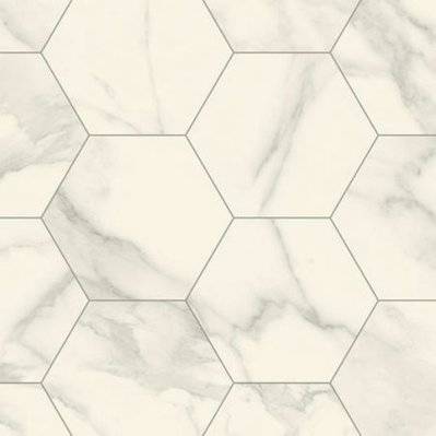 Sol Lino - Imitation carrelage hexagonal - Blanc marbré - 4 x 3m - 3663003022553 - 3663003022553