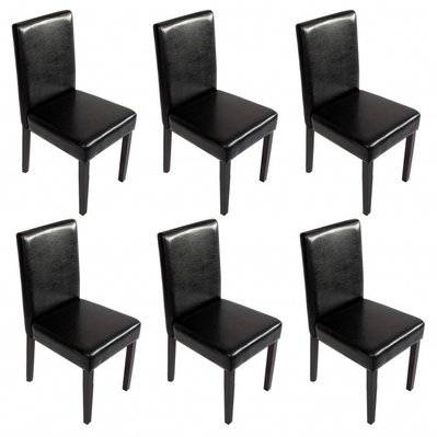 Lot de 6 chaises de salle à manger synthétique noir pieds foncés CDS04246 - cds04246 - 3000075755451