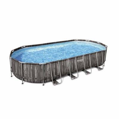 Kit piscine géante complet BESTWAY – Spinelle – piscine ovale tubulaire 7x3 m motif aspect bois. pompe de filtration. échelle. - 3760350650016 - 3760350650016