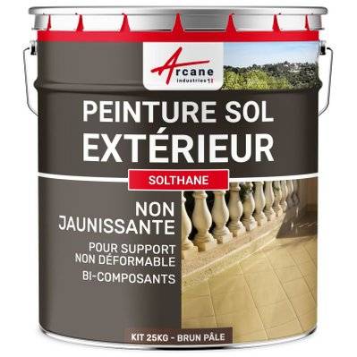 Peinture Extérieur Polyuréthane pour Sol Béton - Résistance UV - SOLTHANE-25 kg Brun Pale - RAL 8025 - 153_24824 - 3700043487185
