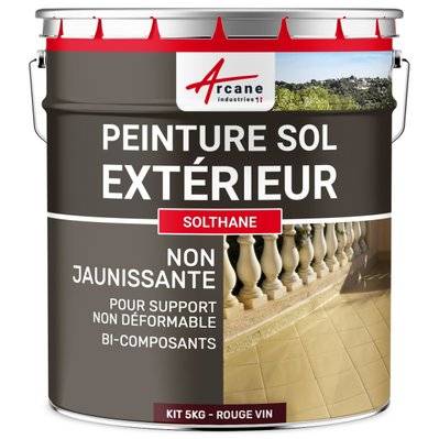 Peinture Extérieur Polyuréthane pour Sol Béton - Résistance UV - SOLTHANE-5 kg Rouge Vin - RAL 3005 - 153_24838 - 3700043487048