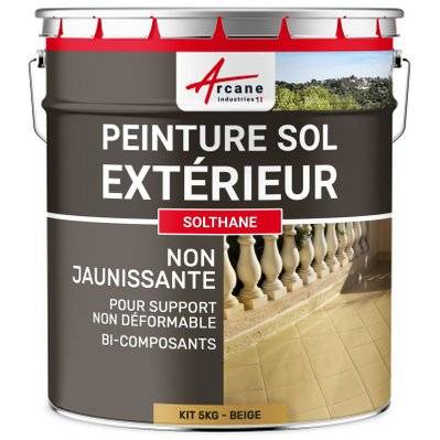 Peinture Extérieur Polyuréthane pour Sol Béton - Résistance UV - SOLTHANE-5 kg Beige - RAL 1001 - 153_24841 - 3700043487307