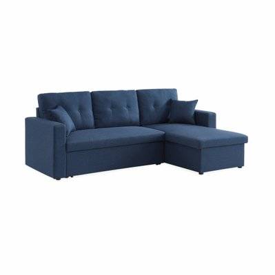 Canapé d'angle convertible en tissu bleu - IDA - 3 places. fauteuil d'angle réversible coffre rangement lit modulable - 3760350655295 - 3760350655295