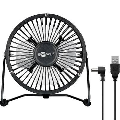 Mini ventilateur de bureau noir - 5V - D13cm - Rechargeable USB - Sans Fil - WEN62060 - 4040849620607