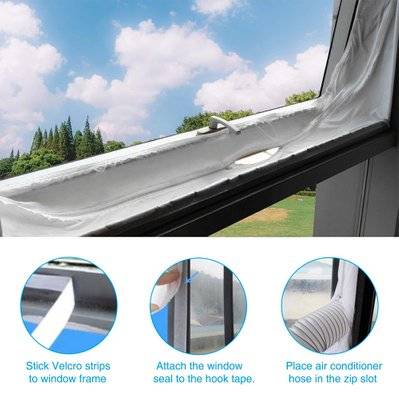 Joint de fenêtre pour climatisation mobile - Tissus de calefeutrage climatisation pour Fenêtres  - 400cm - Blanc - Voltman ... - VOM541105 - 3380235411053