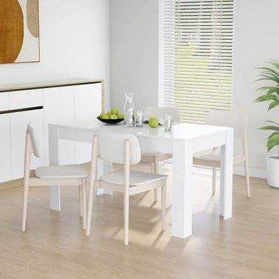 vidaXL Table à manger Blanc 140x74,5x76 cm Bois d'ingénierie - 804202 - 8720286587232