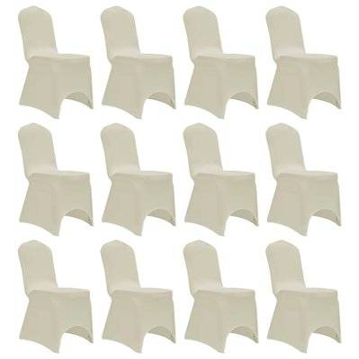 Housses élastiques de chaise Crème 12 pièces DEC022525 - DEC022525 - 3001283269600