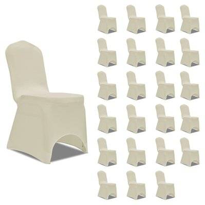 Housses élastiques de chaise Crème 24 pièces DEC022537 - DEC022537 - 3001282069607
