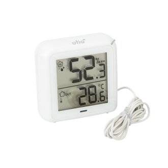 Thermomètre hygromètre à sonde de température filaire blanc