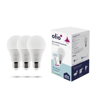 Pack de 3 ampoules LED connectées Bluetooth E27 9W - Otio - 780006-3 - 3700976200059