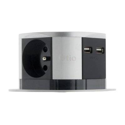 Bloc multiprise encastrable compact - 3 prises 16A 2P+T et 2x USB - Otio - 760062 - 3415547600625