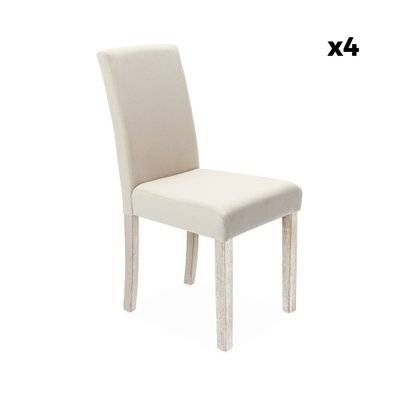 Lot de 4 chaises - Rita - chaises en tissu. pieds en bois cérusé. écru - 3760350651334 - 3760350651334
