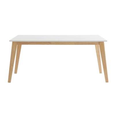 Table extensible rallonges intégrées rectangulaire blanche et bois clair L160-205 cm SWAD - - 50381 - 3662275131031