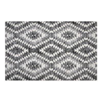 Tapis ethnique motif losange gris noir intérieur extérieur 150 x 220 cm PIXO - - 52548 - 3662275129113