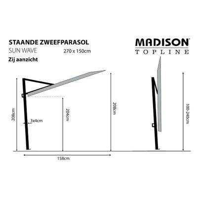 Madison Parasol de balcon Sun Wave 270x150 cm Gris PAC3P014 - 418786 - 8713229247539