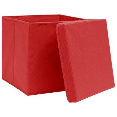 vidaXL Boîtes de rangement avec couvercles 10 pcs 28x28x28 cm Rouge - 325222 - 8720286087398