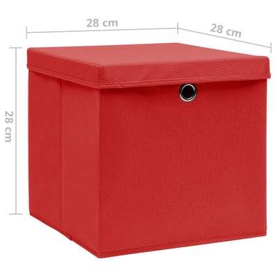 vidaXL Boîtes de rangement avec couvercles 10 pcs 28x28x28 cm Rouge - 325222 - 8720286087398