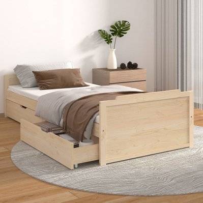 vidaXL Cadre de lit avec tiroirs Bois de pin massif 90x200 cm - 322159 - 8720286579176