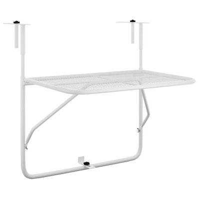 vidaXL Table de balcon Blanc 60x40 cm Acier - 340916 - 8720286827307