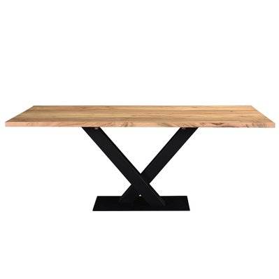 Table à manger rectangulaire industrielle en bois massif et métal noir L200 cm VALLEY - L200xP100xH76 - 52047 - 3662275131185