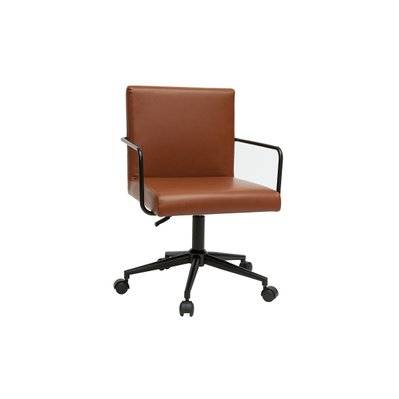 Chaise de bureau à roulettes vintage marron et métal noir FLOKI - - 51839 - 3662275131208