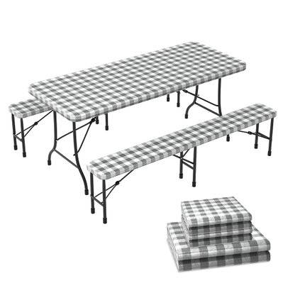 VOUNOT Lot de 3 nappes de table et banc en PVC Vinyle style ceramique - 6702868496407 - 6973424411728