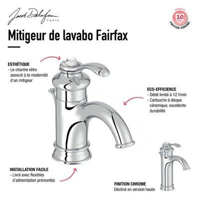 Lot de 2 robinets lavabo JACOB DELAFON Fairfax bec bas - E72090-CP_E72090-CP - 3701068225158