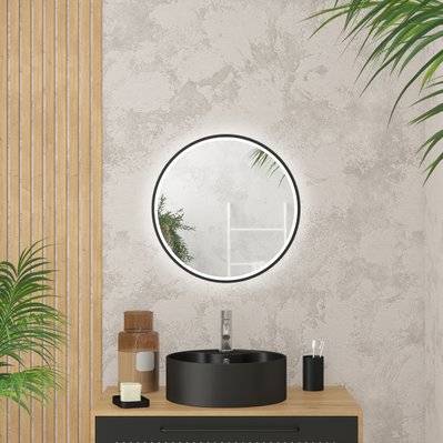 Miroir salle de bain ROND avec éclairage LED et contour noir - Ø50cm - GO BLACK LED - MIR052 - 3700710252832