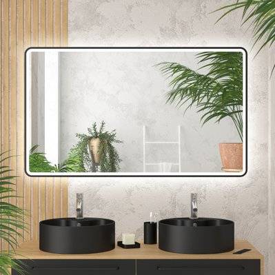 Miroir salle de bain avec eclairage LED et contour noir - 120x70cm - GO BLACK LED - MIR058 - 3700710252894