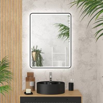 Miroir salle de bain avec eclairage LED et contour noir - 60x80cm - GO BLACK LED - MIR057 - 3700710252887