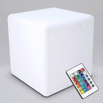 Cube LED multicolore rechargeable 43cm - Blanc