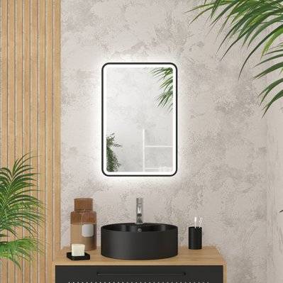 Miroir salle de bain avec eclairage LED et contour noir - 40x60cm - GO BLACK LED - MIR055 - 3700710252863