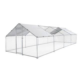 Enclos pour poulailler 24 m² - Babette - Volière en acier galvanisé. bâche de toit imperméable et anti UV. porte avec loquet.