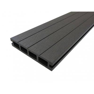 Lame terrasse bois composite alvéolaire Qualita - Gris carbone, L : 360 cm, l : 14 cm, E : 25mm - 4_18 - 3068754205000