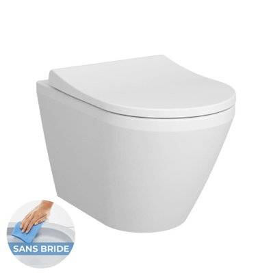 Vitra  Integra WC sans bride + Abattant avec frein de chute en Duroplast (7041-003-6285) - 8683124011057 - 8683124011057