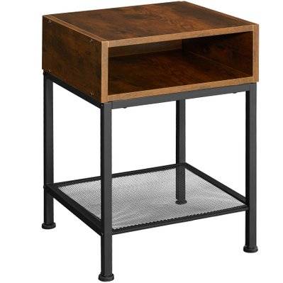 Tectake  Table de chevet HARLOW 40,5x40,5x59cm - bois foncé industriel - 404360 - 4061173206671