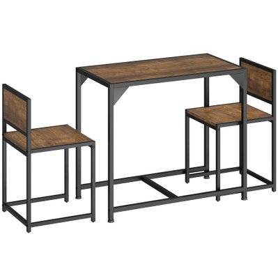Tectake  Ensemble MILTON Table + 2 Chaises Style Vintage - Bois foncé industriel, rustique - 404356 - 4061173206633