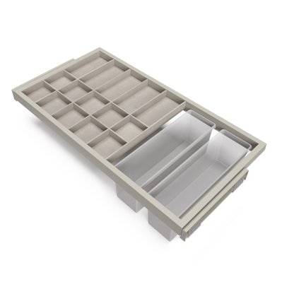 Emuca Kit de organisateur de tiroirs, plateau auxiliaire et cadre de coulissage soft close pour armoires, réglable, module - 7029549 - 8432393293851