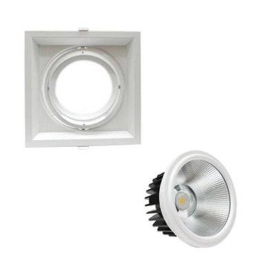 Kit Support AR111 Encastrable Orientable avec Ampoule LED 20W - Blanc Neutre 4000K - 5500K - SILAMP - KIT-F41-I7-20W_CW - 7426924043610